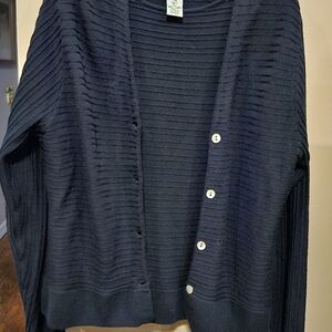 Women's Navy 2 Piece Cardigan Sweater Set